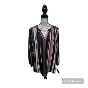 A.Byer Striped Crepe Blouse, Size M